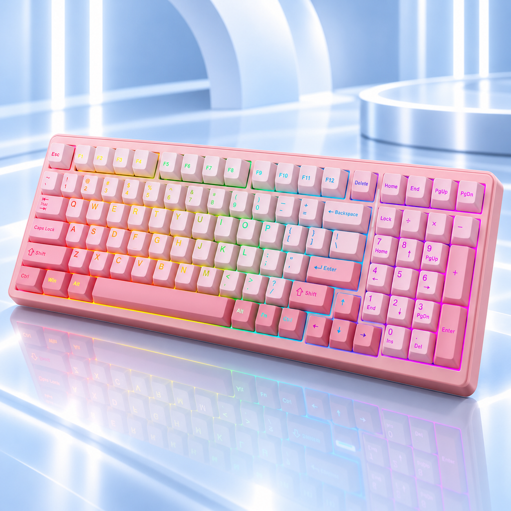 Klawiatura mechaniczna AULA F99 Gradient Pink Dream Sakura 99 RGB
