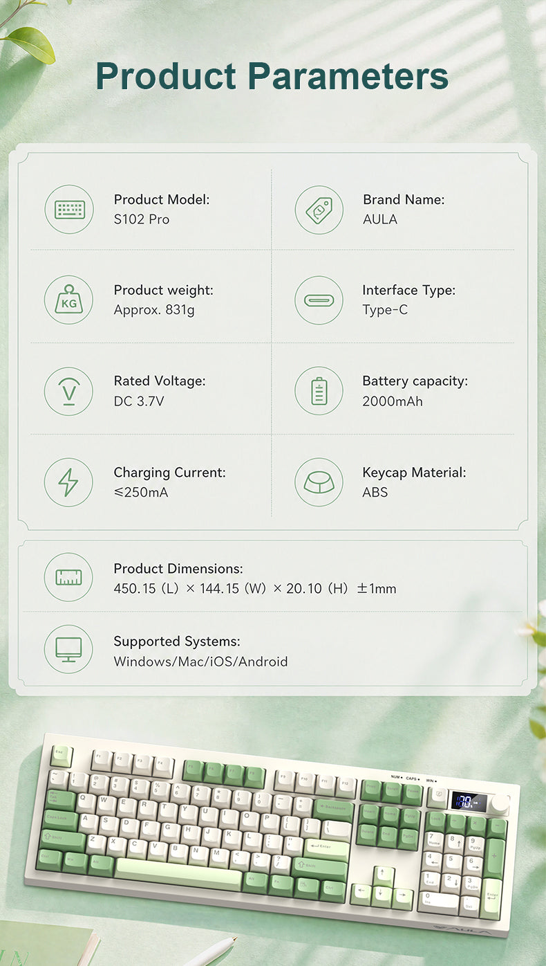 Klawiatura membranowa AULA S102 Pro Grey Green Membrane