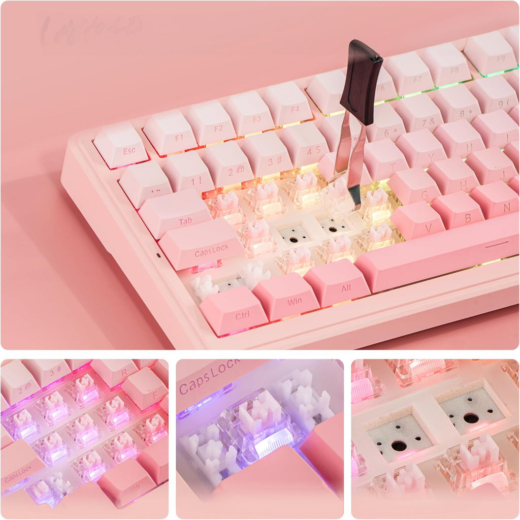 Klawiatura mechaniczna AULA F99 Gradient Pink Dream Sakura 99 RGB