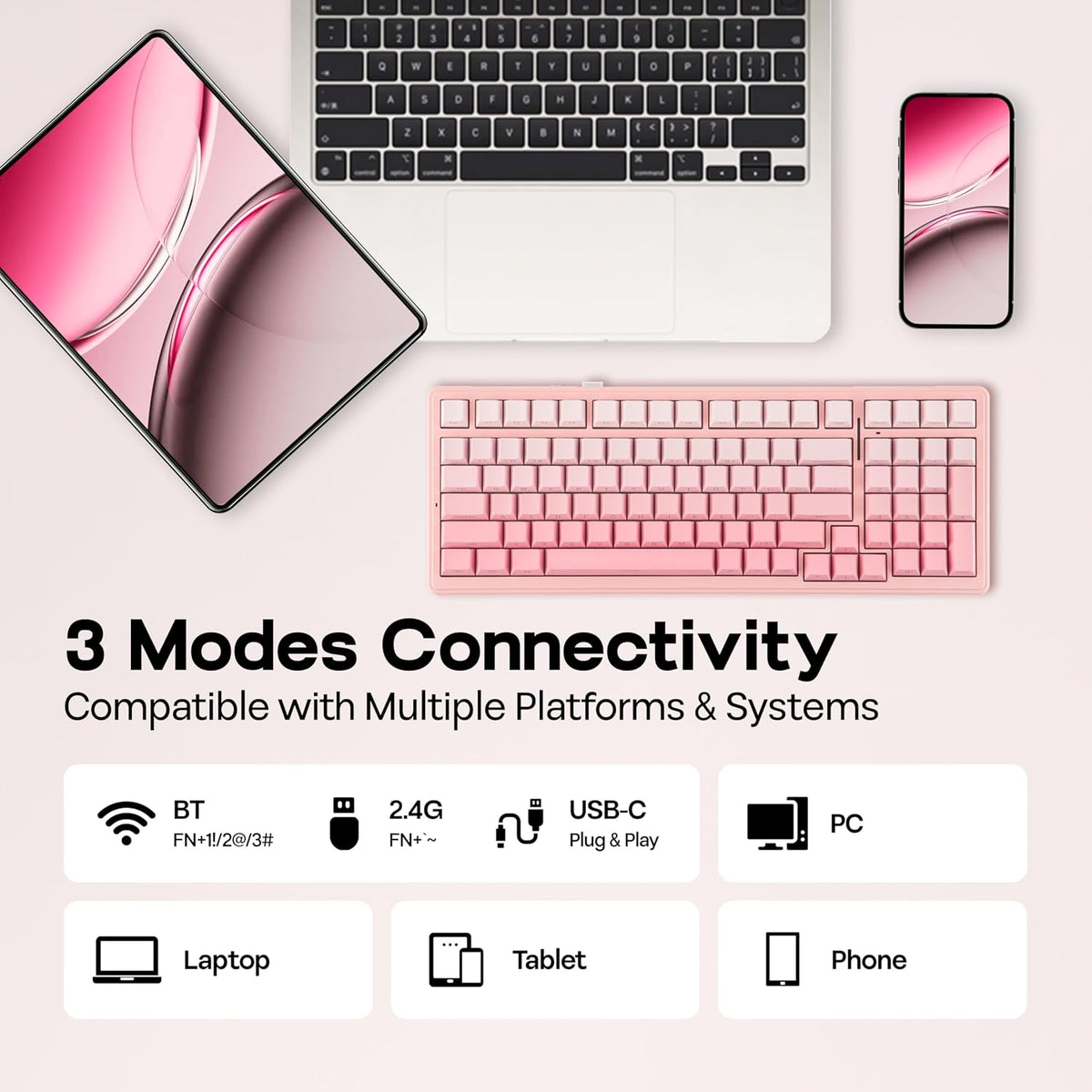 Klawiatura mechaniczna AULA F99 Gradient Pink Dream Sakura 99 RGB