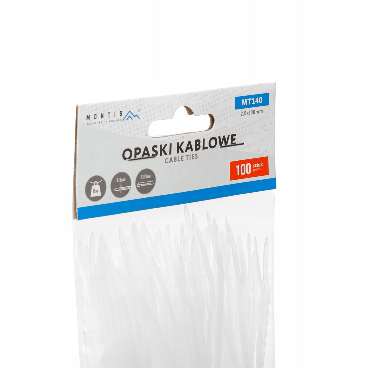 100X opaska zaciskowa opaski zaciskowe trytytki białe 4,8 x 200mm do 22KG