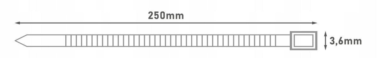 100X opaska zaciskowa opaski zaciskowe trytytki czarne 3,6 x 250mm do 18KG