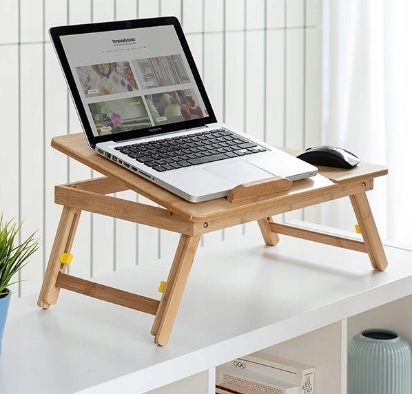 Bambusowy stolik pod laptopa składany regulowany drewniany InnovaGoods