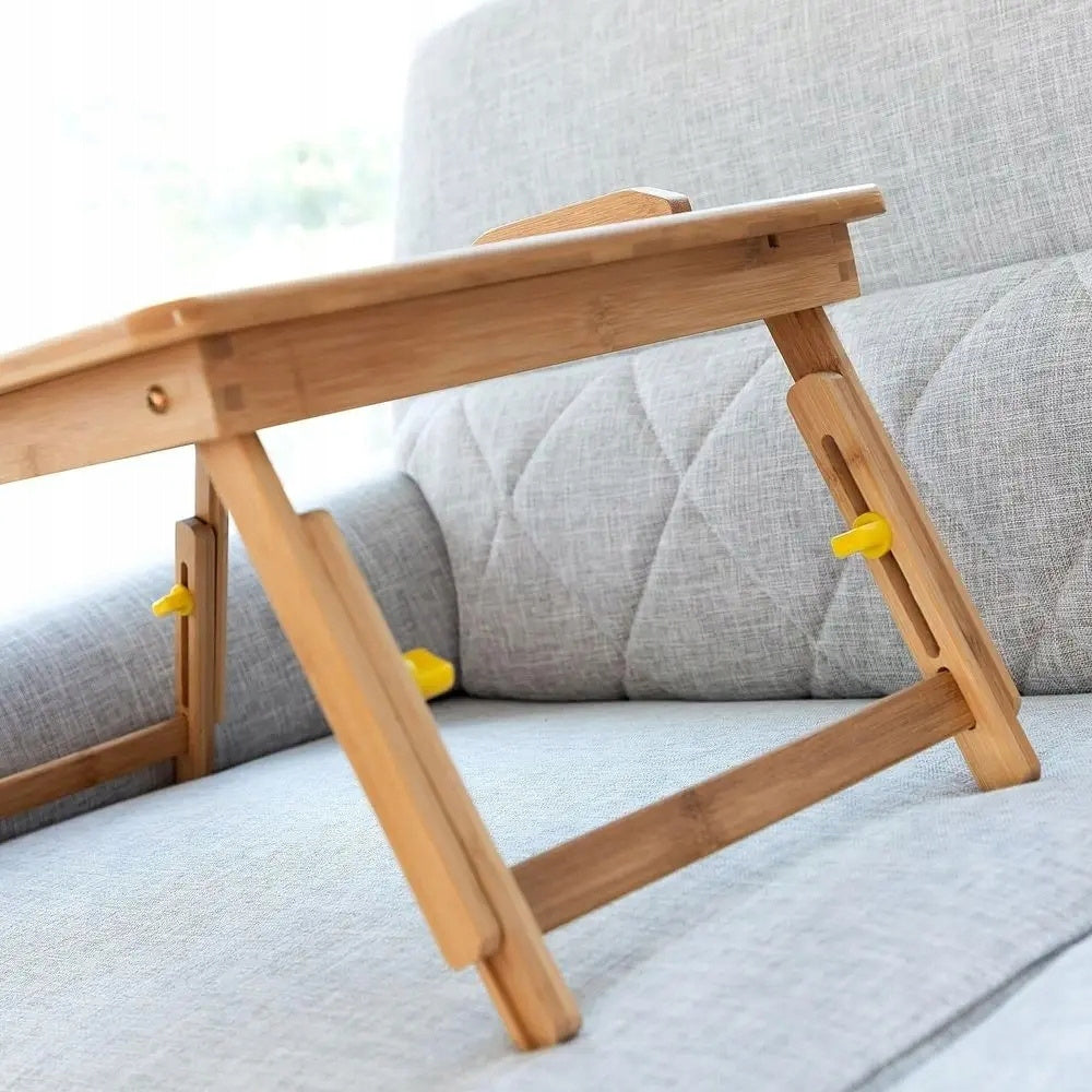 Bambusowy stolik pod laptopa składany regulowany drewniany InnovaGoods