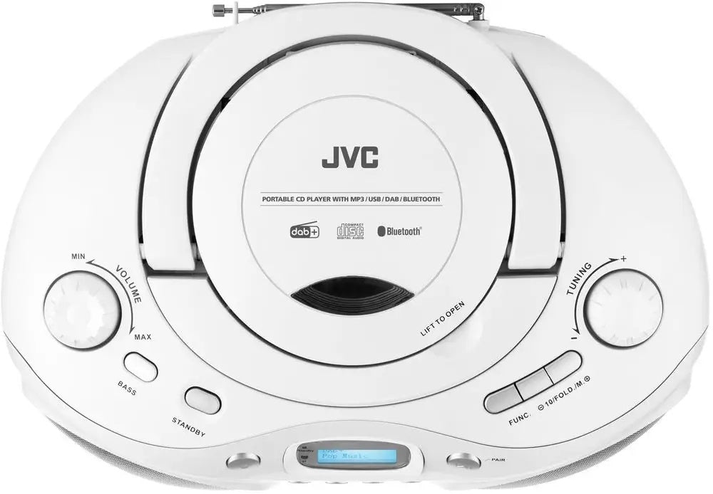 Boombox JVC radioodtwarzacz radio FM cd USB Bluetooth DAB+ 4W rds + pilot
