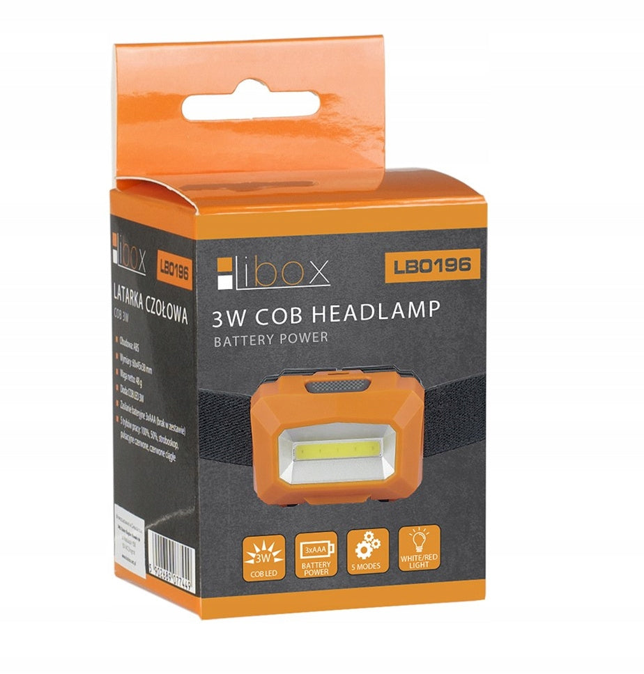 Bateryjna latarka czołowa 3W COB LB0196 LIBOX