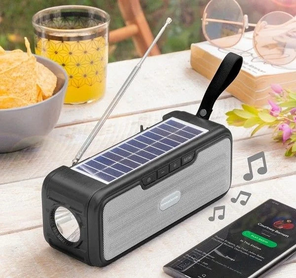 Bezprzewodowy głośnik panele słoneczne radio LED