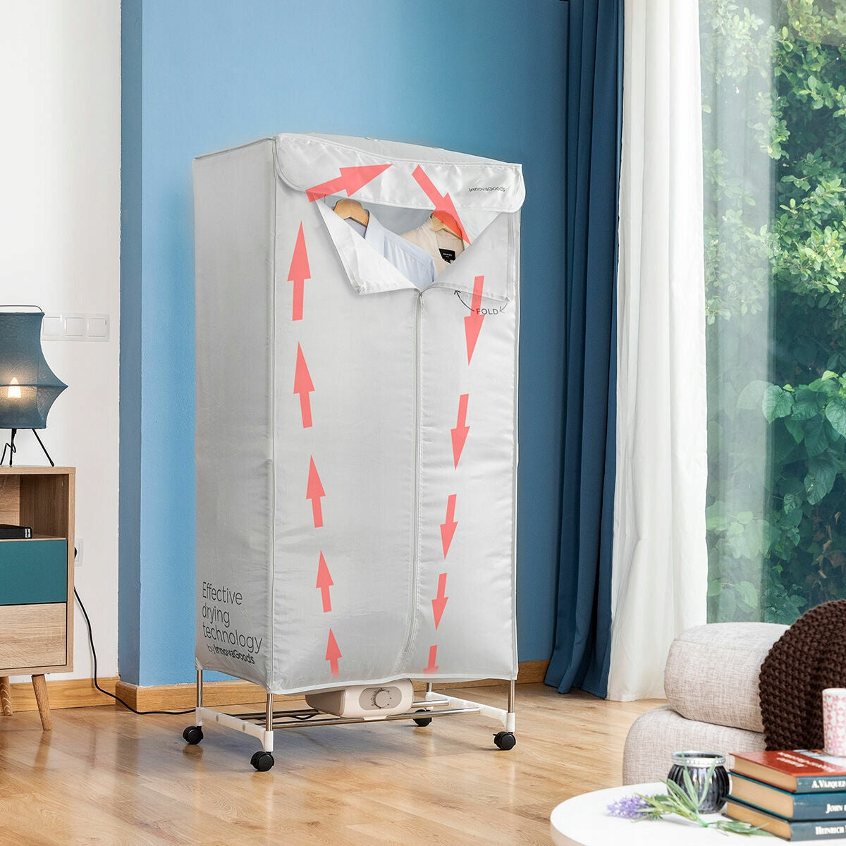 Elektryczna Suszarka Do Ubrań Przenośna 2 Poziomy Zamek 1200W InnovaGoods