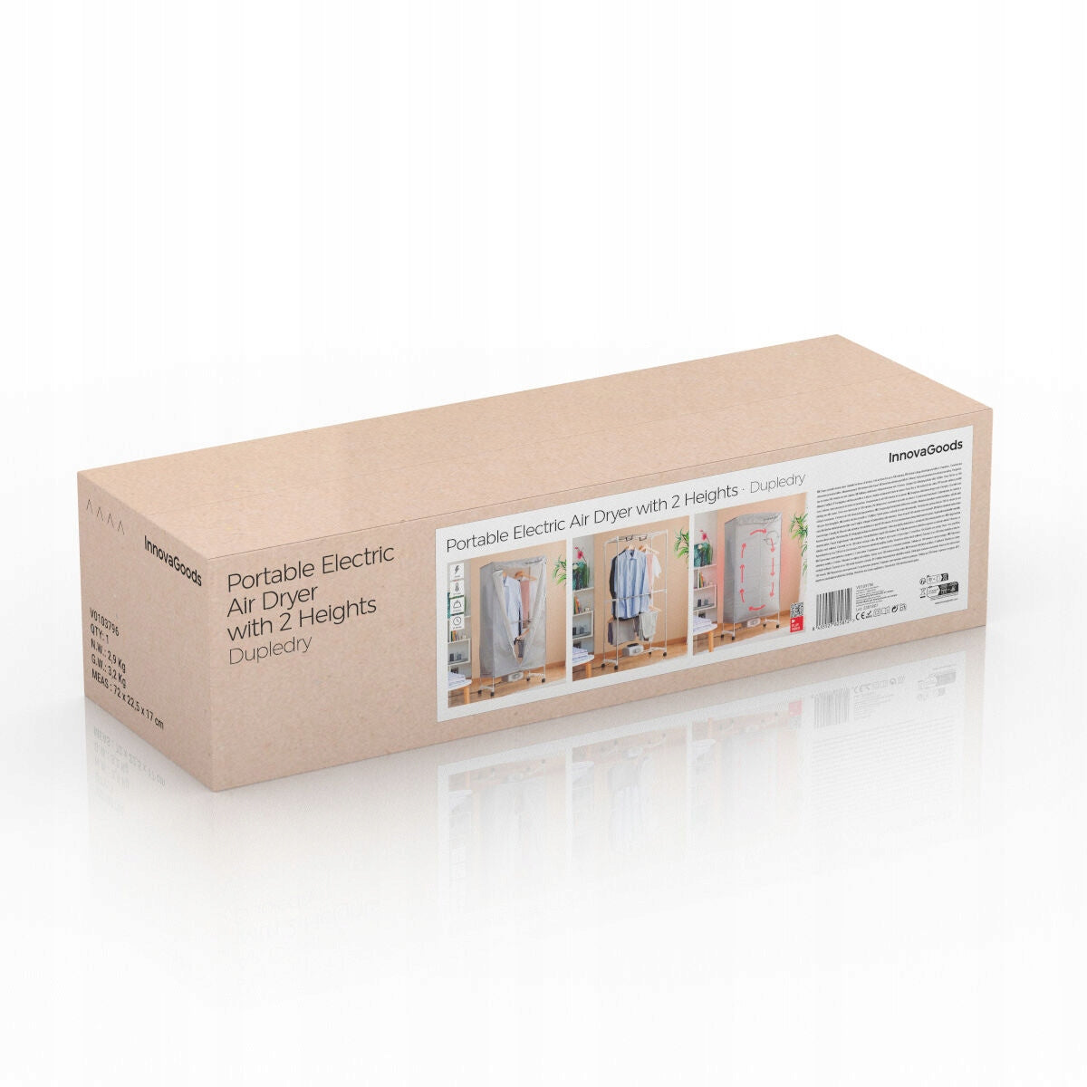 Elektryczna Suszarka do Ubrań przenośna Poziomy Zamek InnovaGoods 1200W