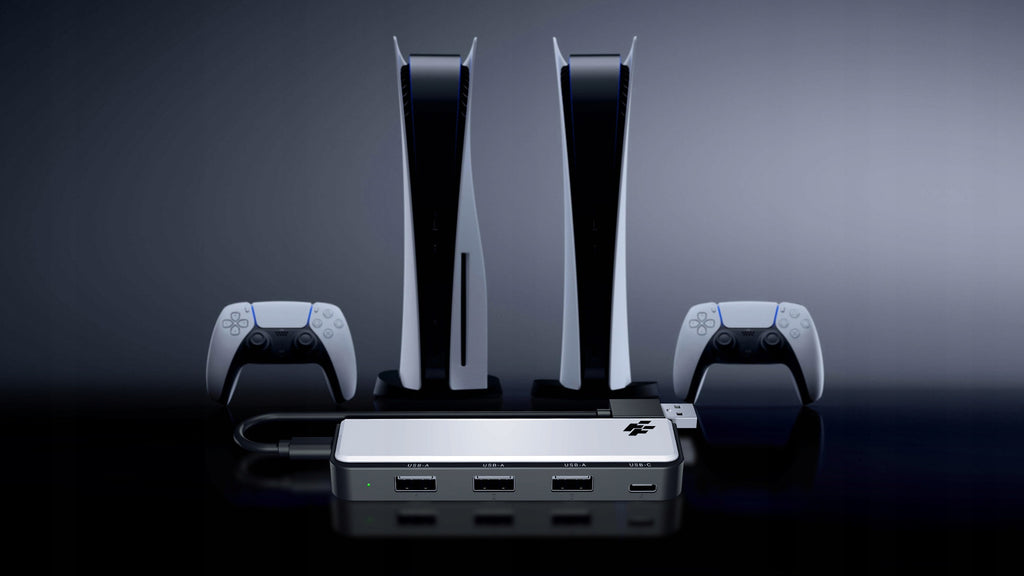 Hub USB do PS5 - 3x USB-A, 1x USB-C, LED FlashFire AHUB155 odłączany kabel