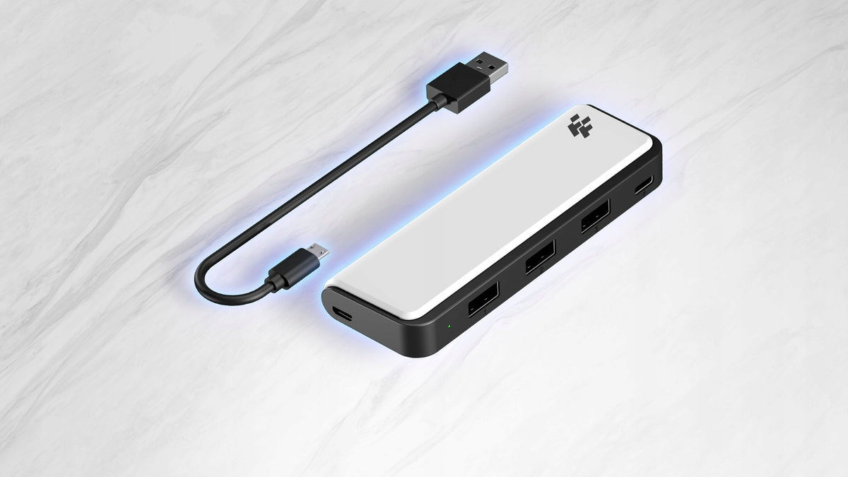 Hub USB do PS5 - 3x USB-A, 1x USB-C, LED FlashFire AHUB155 odłączany kabel