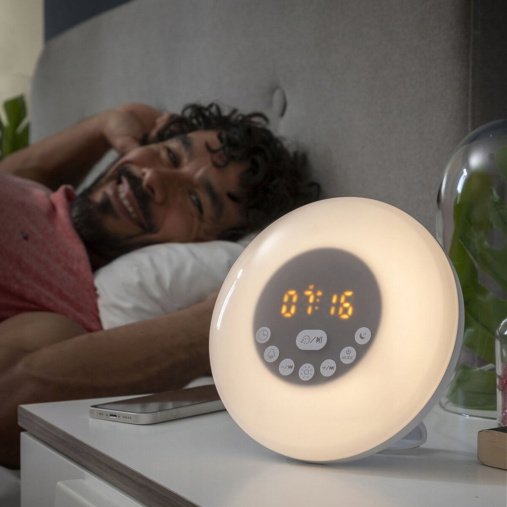InnovaGoods Akumulatorowy Budzik Sunrise z Głośnikiem Sunrilk z radiem LED