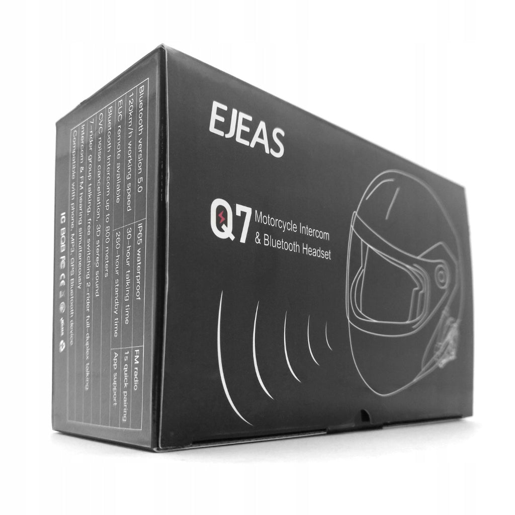 Interkom motocyklowy EJEAS Q7 Bluetooth 5.1 + NFC cvc 300h 2k WiFi mesh