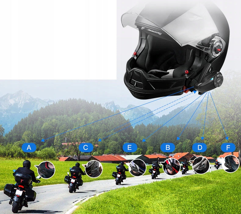 Interkom motocyklowy EJEAS Q7 Bluetooth 5.1 + NFC cvc 300h 2k WiFi mesh