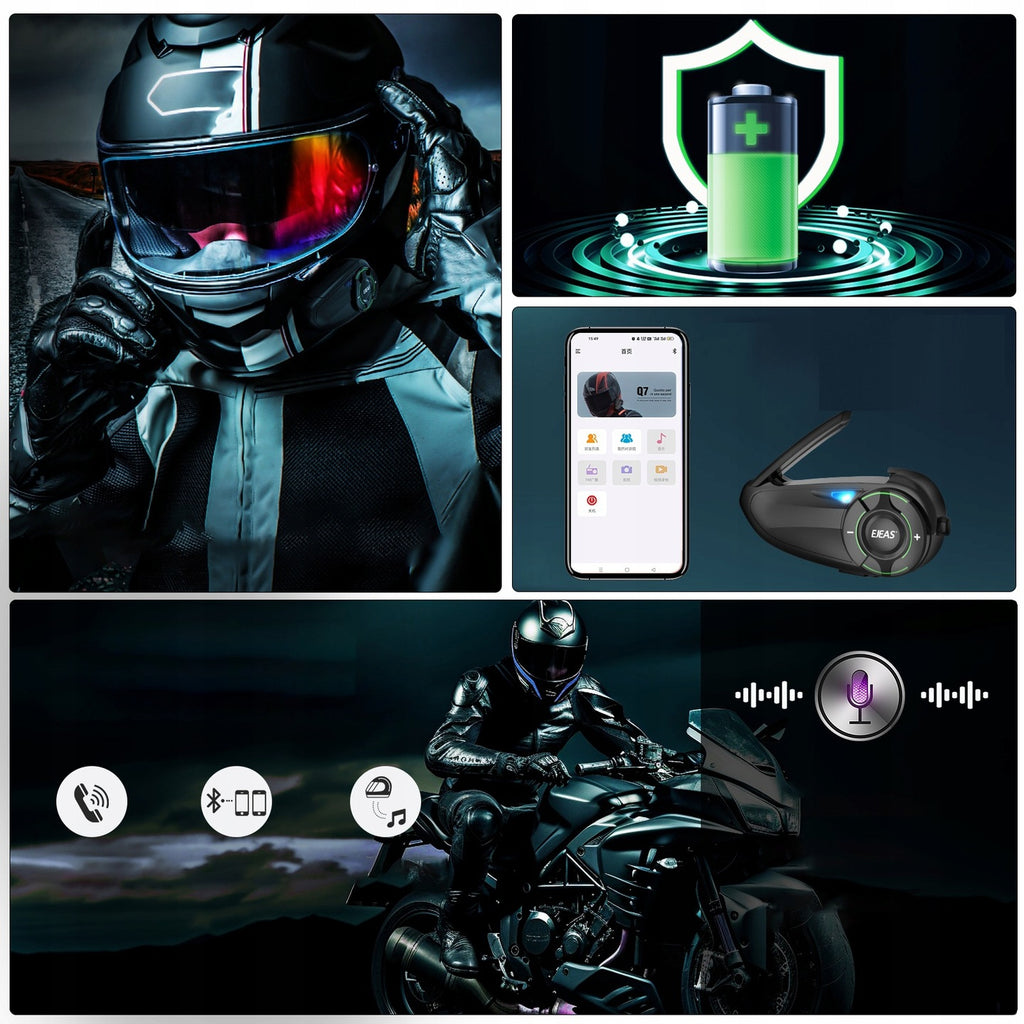 Interkom motocyklowy EJEAS Q8 Mesh 3.0 Wydajna komunikacja 6 osób 1000m230h