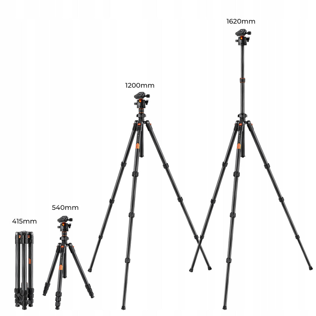 K&f concept K254C2 regulowany statyw 54 do 162CM tripod głowica kulowa 360°