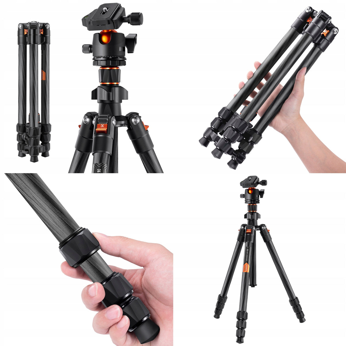 K&f concept K254C2 regulowany statyw 54 do 162CM tripod głowica kulowa 360°