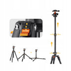 K&f Concept tripod statyw fotograficzny 160 cm uchwyt na aparat / telefon
