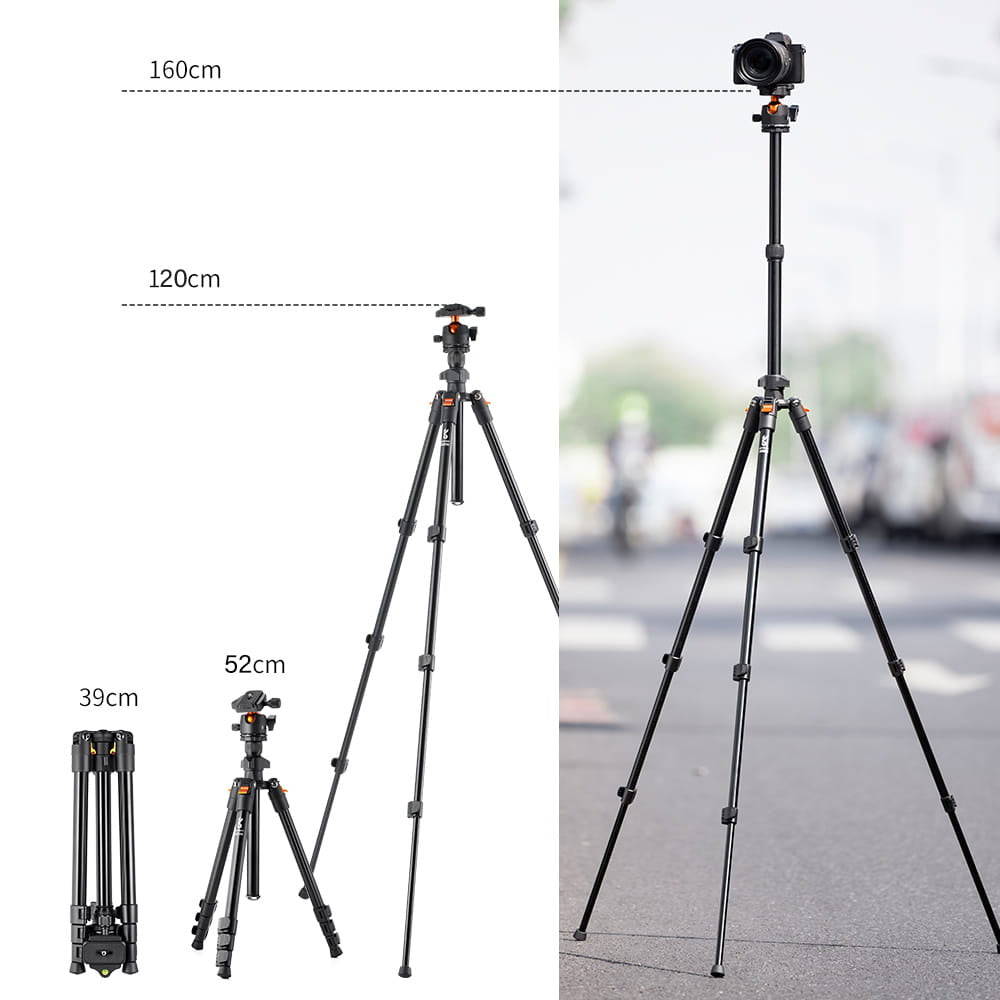 K&f Concept tripod statyw fotograficzny 160 cm uchwyt na aparat / telefon