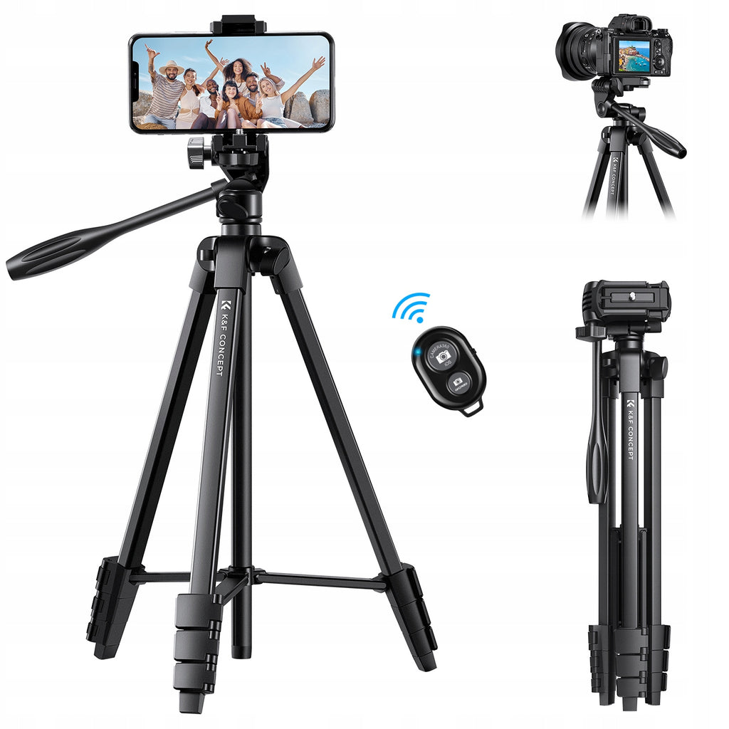 K&f Lekki statyw 150cm ze sterowaniem Bluetooth uchwytem na telefon B174A1