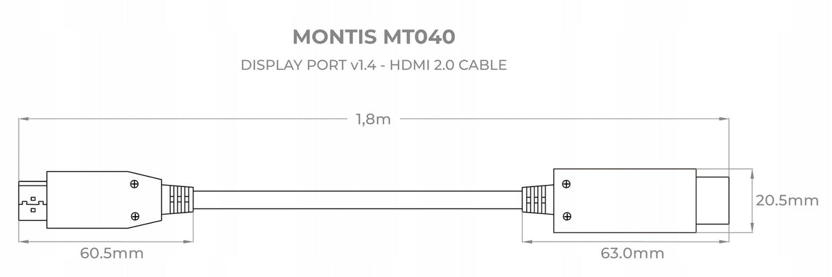 Kabel adapter displayport DP v1.4 - HDMI v2.0 4K