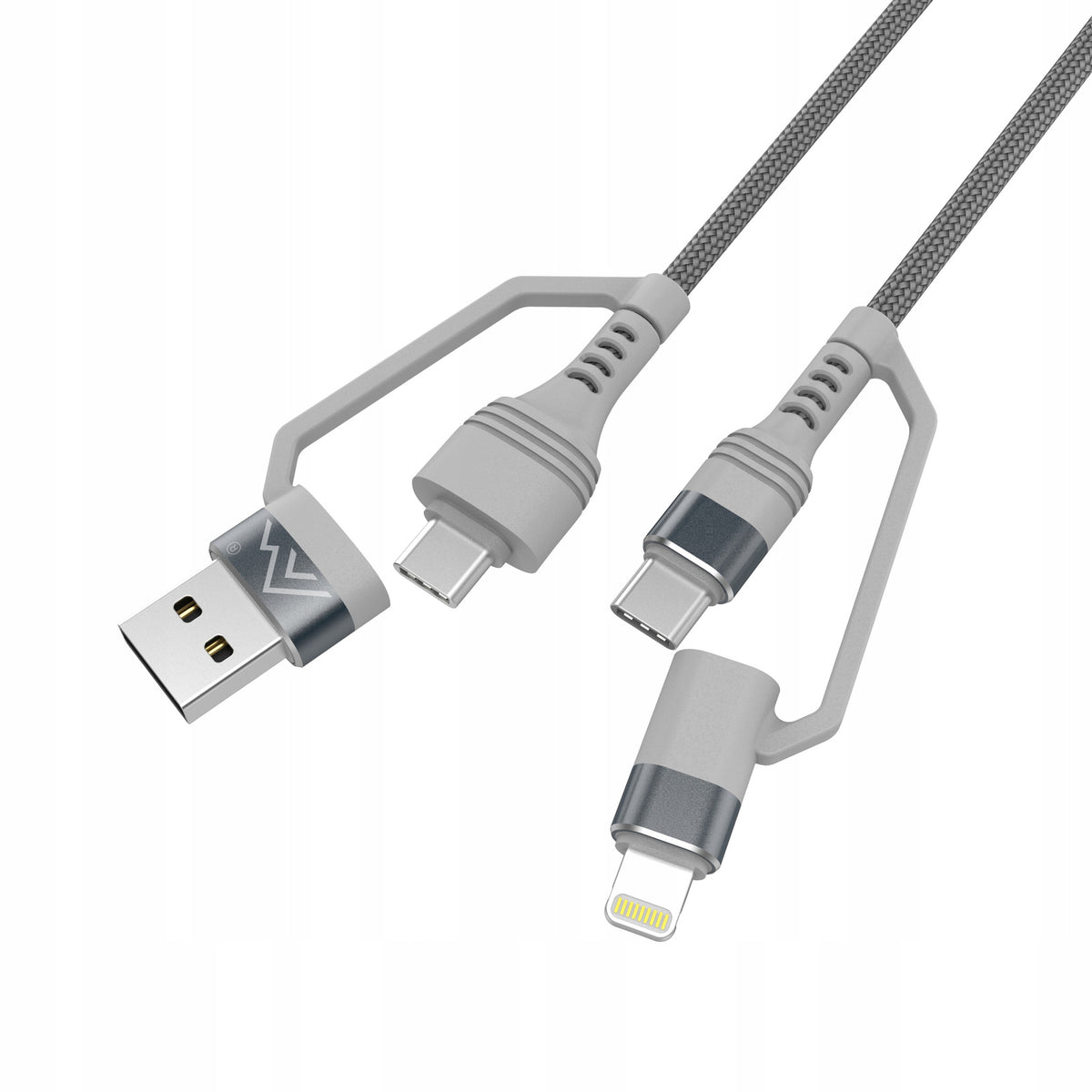 Kabel przewód mocny szybki 4w1 USB-A USB-C Lightning szybkie ładowanie 65W