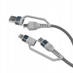 Kabel przewód mocny szybki 4w1 USB-A USB-C Lightning szybkie ładowanie 65W
