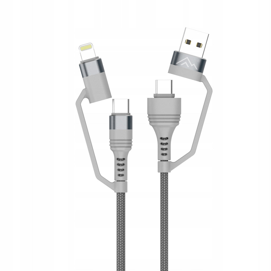 Kabel przewód mocny szybki 4w1 USB-A USB-C Lightning szybkie ładowanie 65W