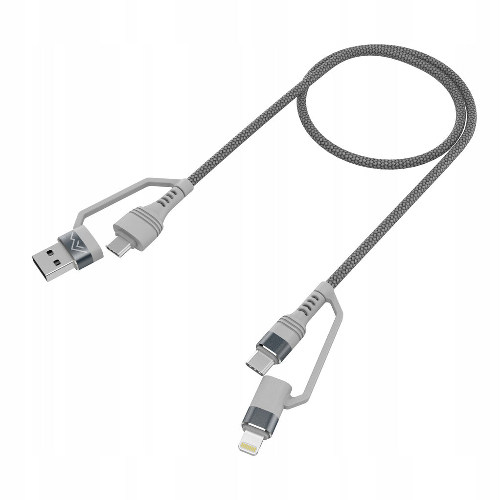 Kabel przewód mocny szybki 4w1 USB-A USB-C Lightning szybkie ładowanie 65W