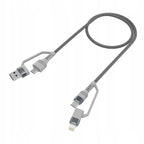 Kabel przewód mocny szybki 4w1 USB-A USB-C Lightning szybkie ładowanie 65W