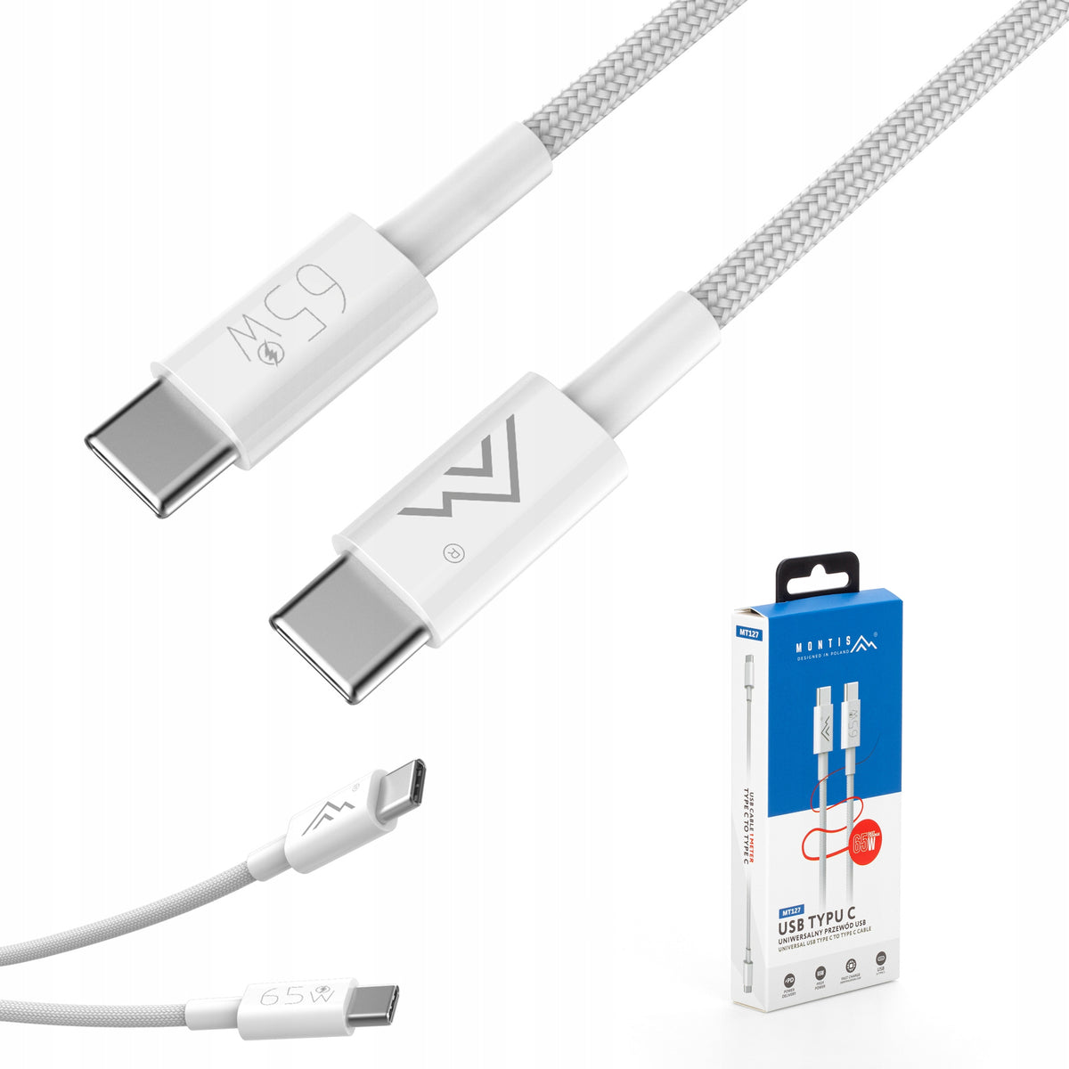 Kabel przewód szybki mocny usbc PD 65W 3.25A do smartfona szybkie ładowanie