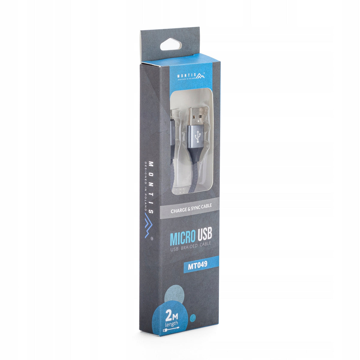 Kabel USB - microUSB 2.0 wzmacniany wytrzymały długi 2m oplot