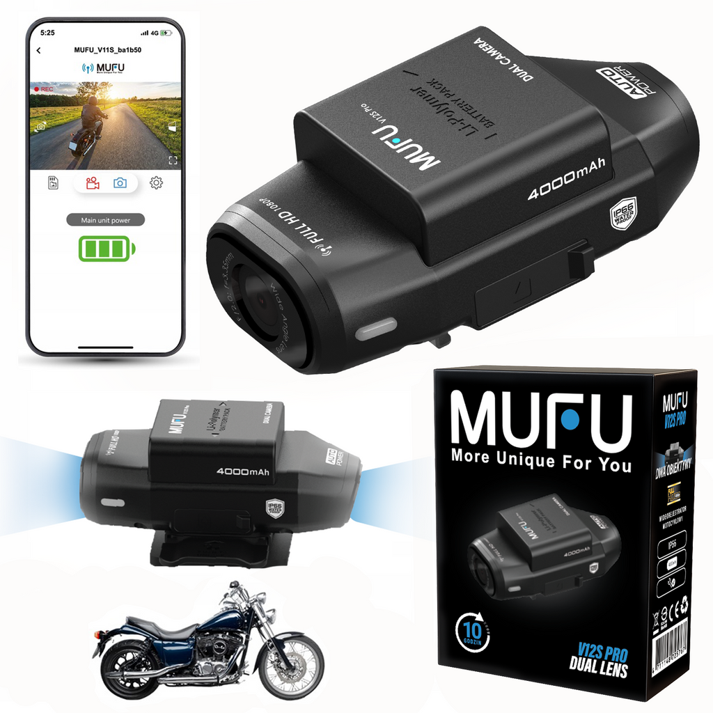 Kamera wideorejestrator na motocykl MUFU V12S pro Dwie kamery 1080p 30fps