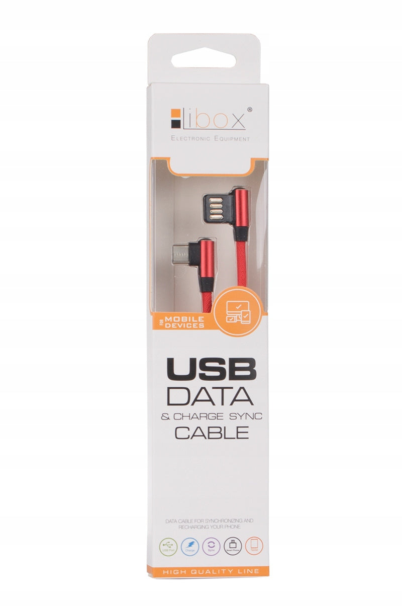 Kabel Libox USB - microUSB typ B 1 m czerwony