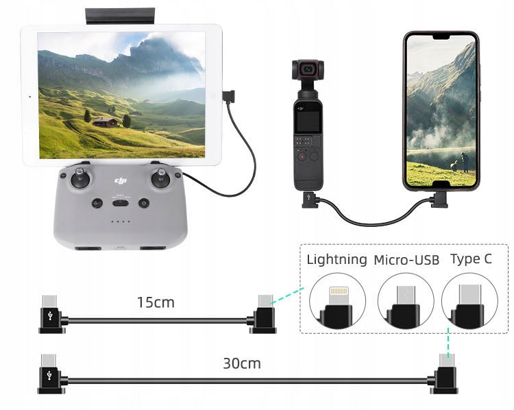 Kabel OTG RC USB-C - iPhone dla kamery DJI Pocket 2 / DJI Mini 2 (OP-X9168)