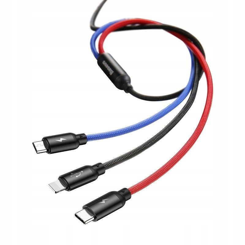 Kabel USB Baseus 3w1 USB-C / Lightning / Micro 3A
