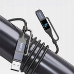 Kabel kabel 4w1 z wyświetlaczem LENYES LC542 USB-A i USB-C / USB-C i Lightning