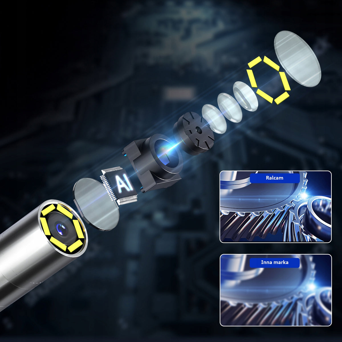 Kamera Inspekcyjna boroskop Ralcam F606B endoskop 6mm LED HD IP67 + toolbox