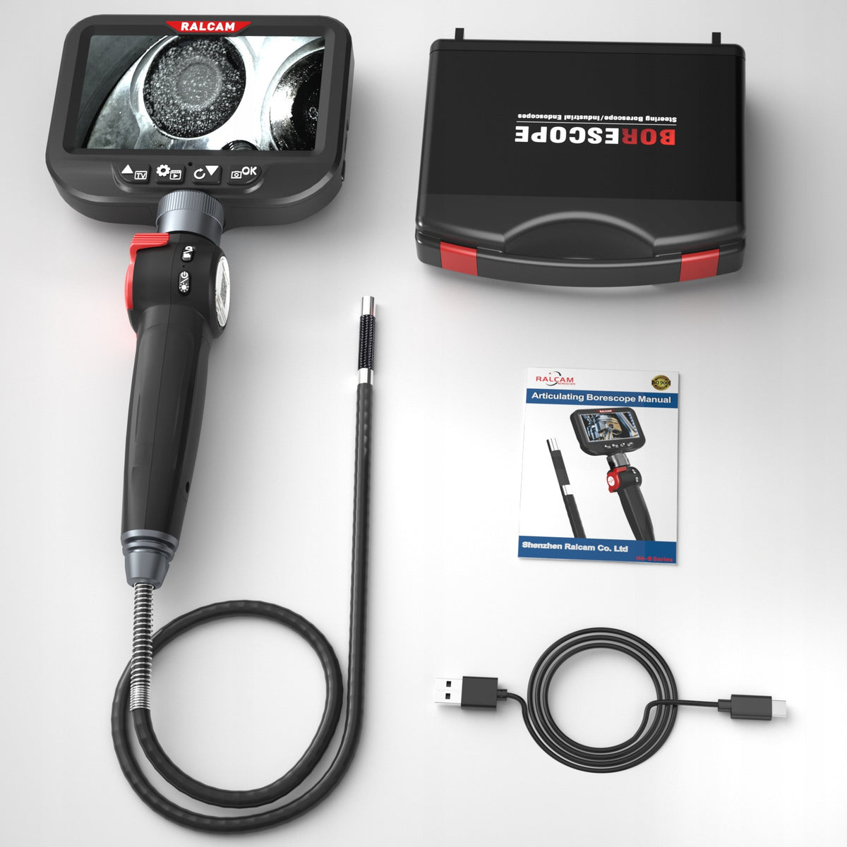 Kamera Inspekcyjna boroskop Ralcam H406B Endoskop 6.2 mm HD 4.3” LCD IP67 + toolbox