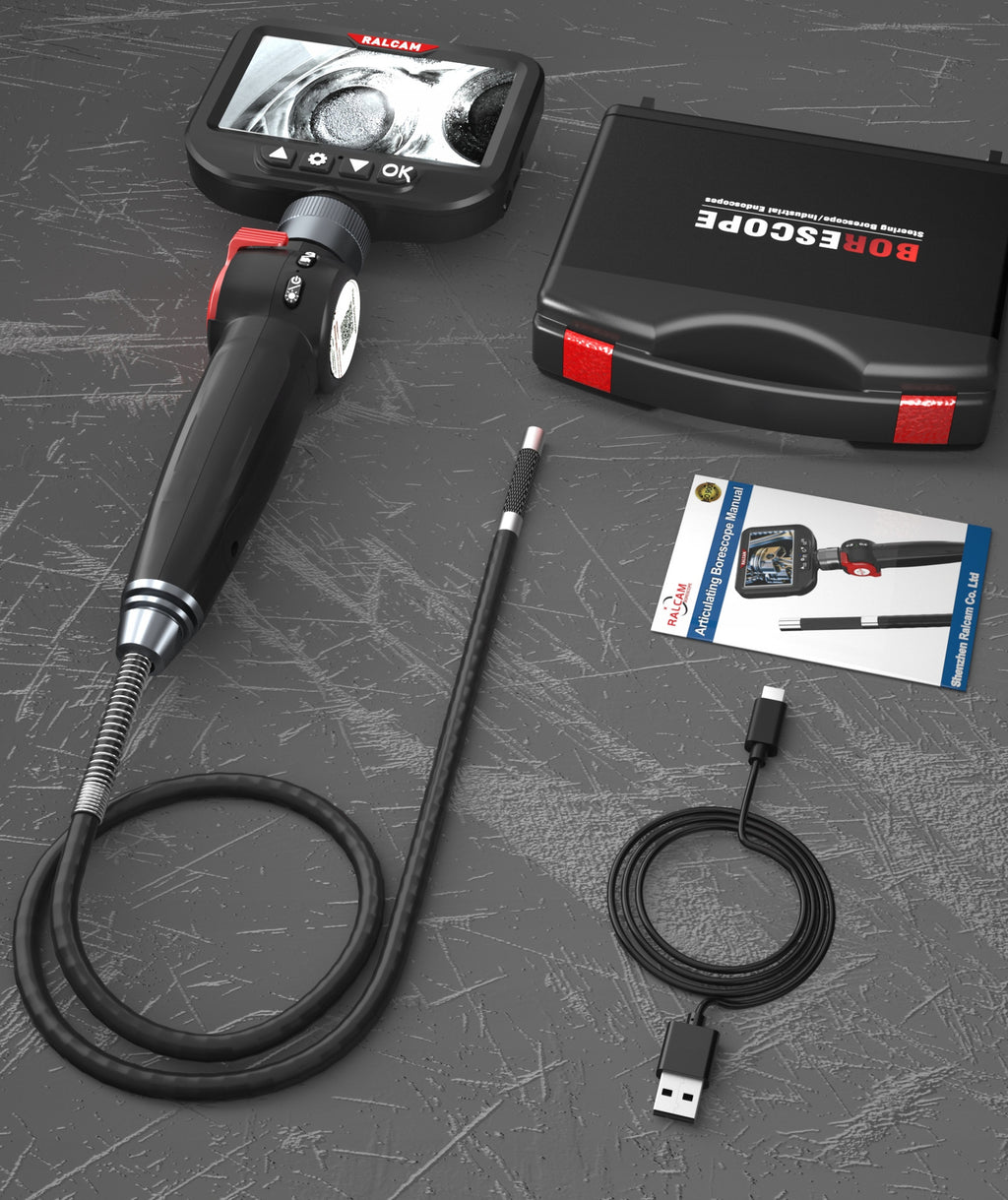 Kamera Inspekcyjna boroskop Ralcam H406B Endoskop 6.2 mm HD 4.3” LCD IP67 + toolbox
