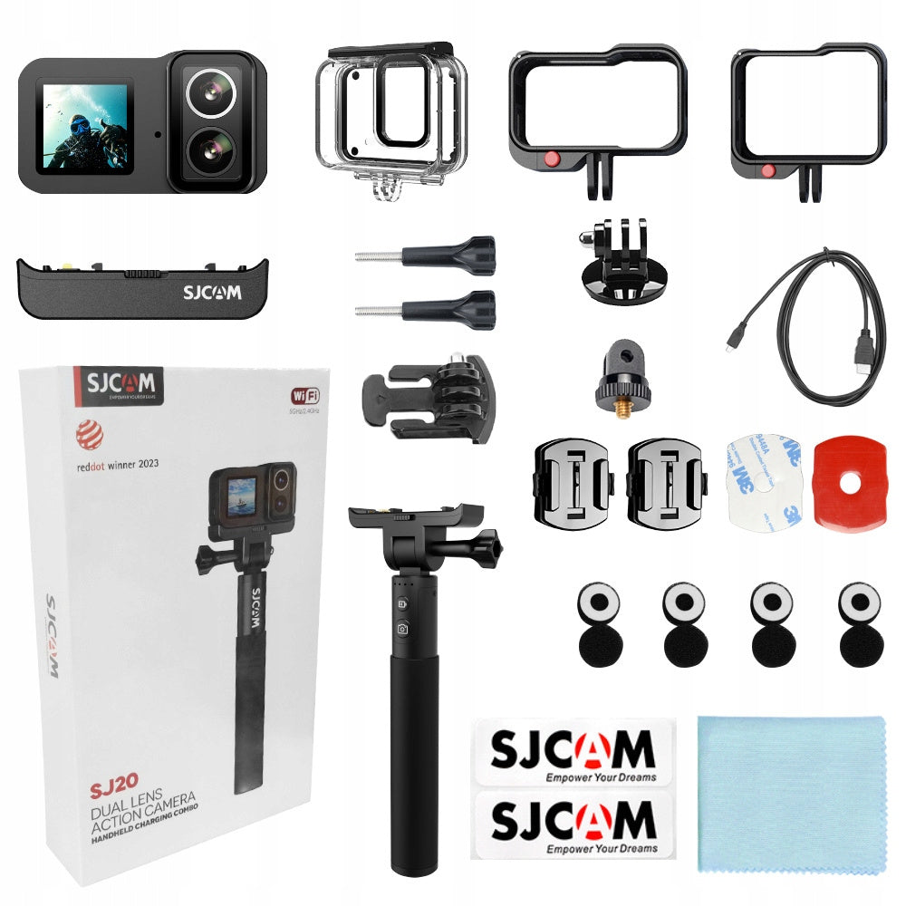 Kamera sportowa SJCAM SJ20 + Akumulatorowy uchwyt do kamery 4K Dual lens PL
