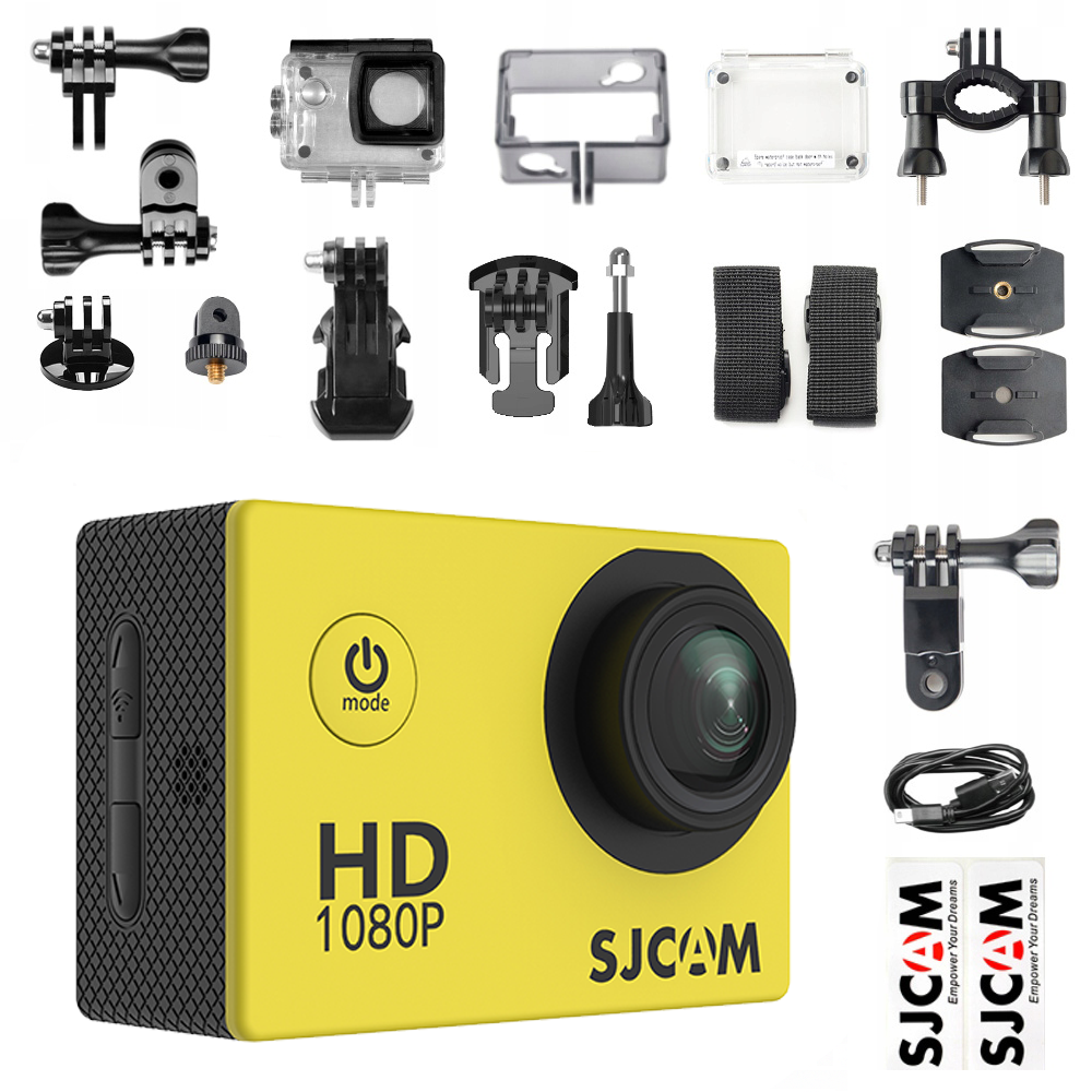 Kamera sportowa SJCAM SJ4000 fullhd 1080p menu PL org zółta 30FPS