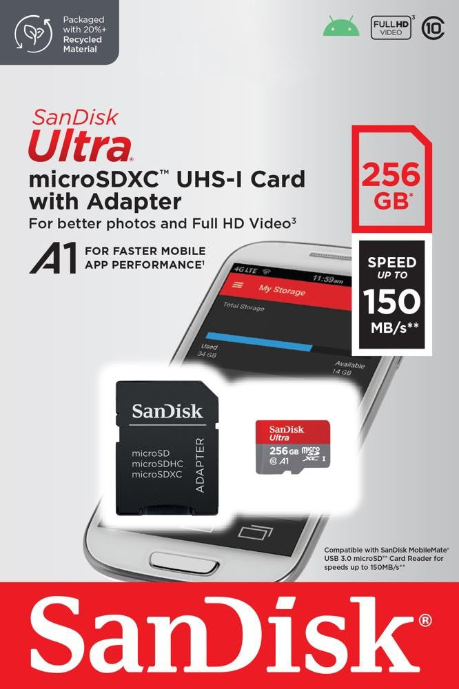 Karta pamięci SanDisk Ultra microSDXC 256GB 150MB/s A1 + Adapter SD