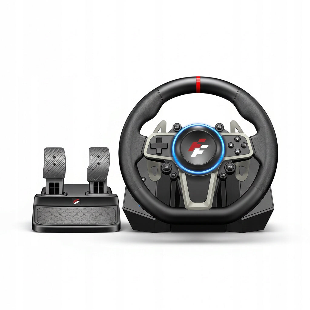 Kierownica wyścigowa FlashFire Buddh Mini racing F119 (wymienna obręcz) + pedały
