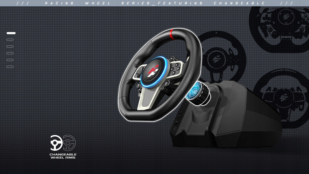 Kierownica wyścigowa FlashFire Buddh Mini racing F119 (wymienna obręcz) + pedały