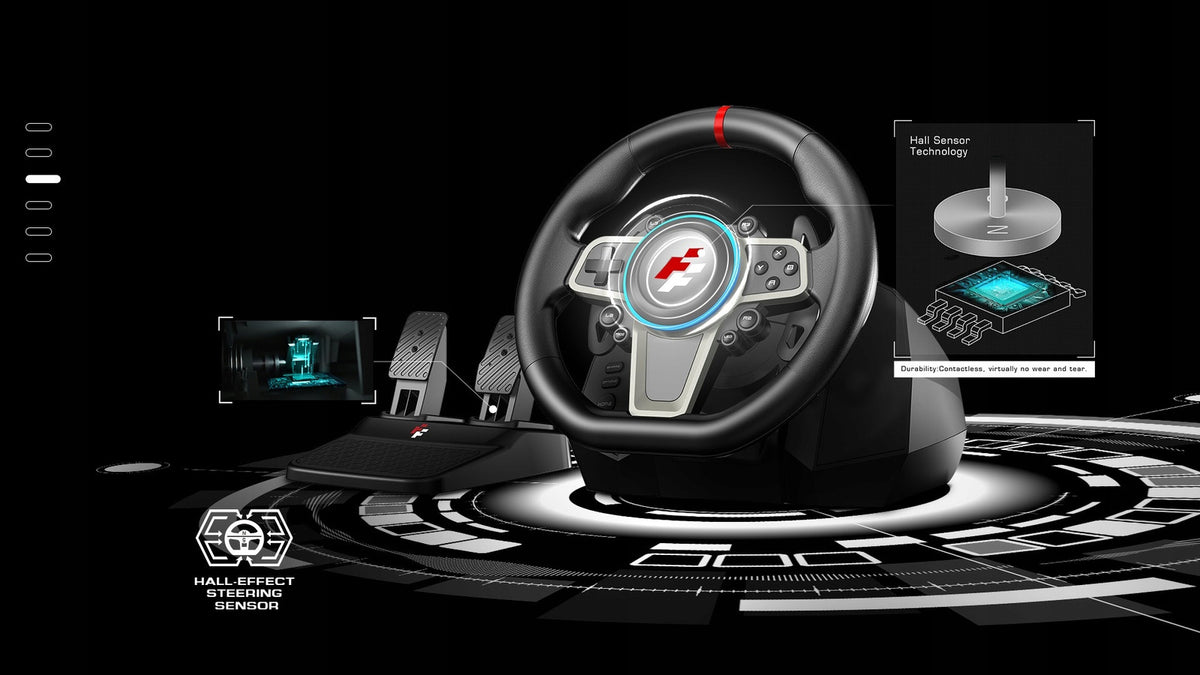 Kierownica wyścigowa FlashFire Buddh Mini racing F119 (wymienna obręcz) + pedały