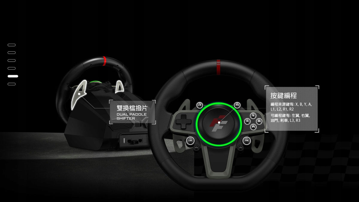 Kierownica wyścigowa FlashFire Buddh Mini racing F119 (wymienna obręcz) + pedały
