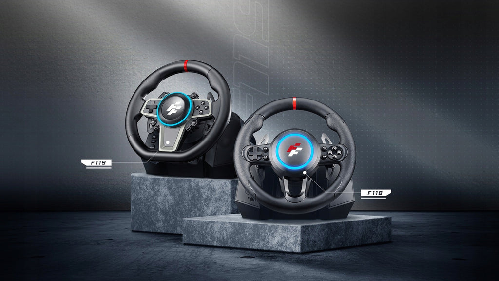 Kierownica wyścigowa FlashFire Buddh Mini racing F119 (wymienna obręcz) + pedały
