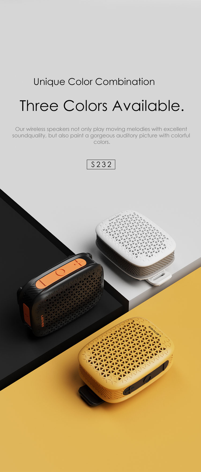 LENYES Głośnik Bluetooth kompaktowy S232 White