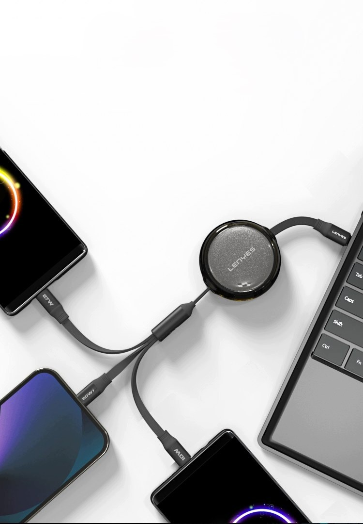 LENYES Kabel 3w1, podwójne wyjście USB-C 60W 1,20 m LC524